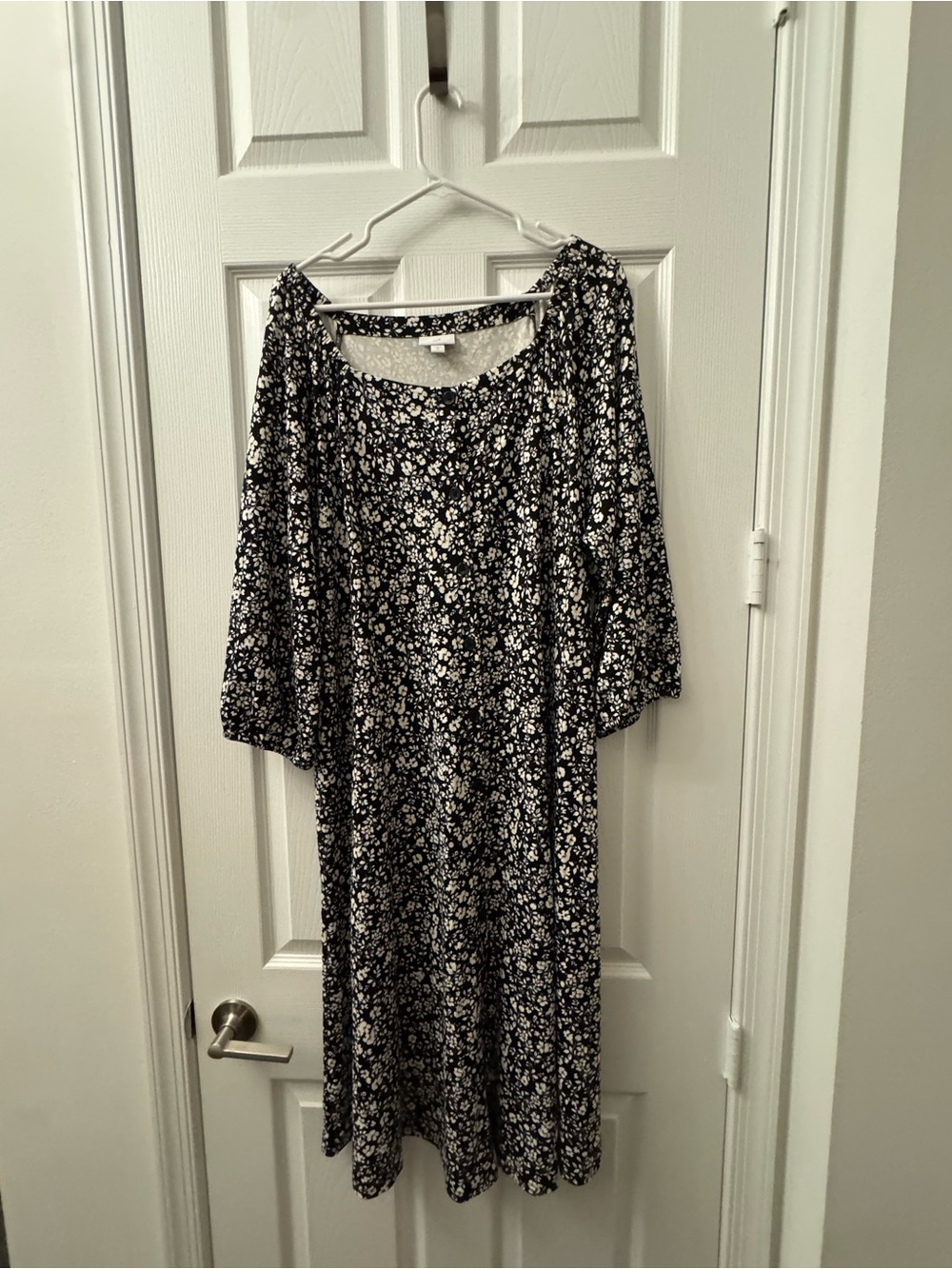 J. Jill Black Dress with White Floral Print